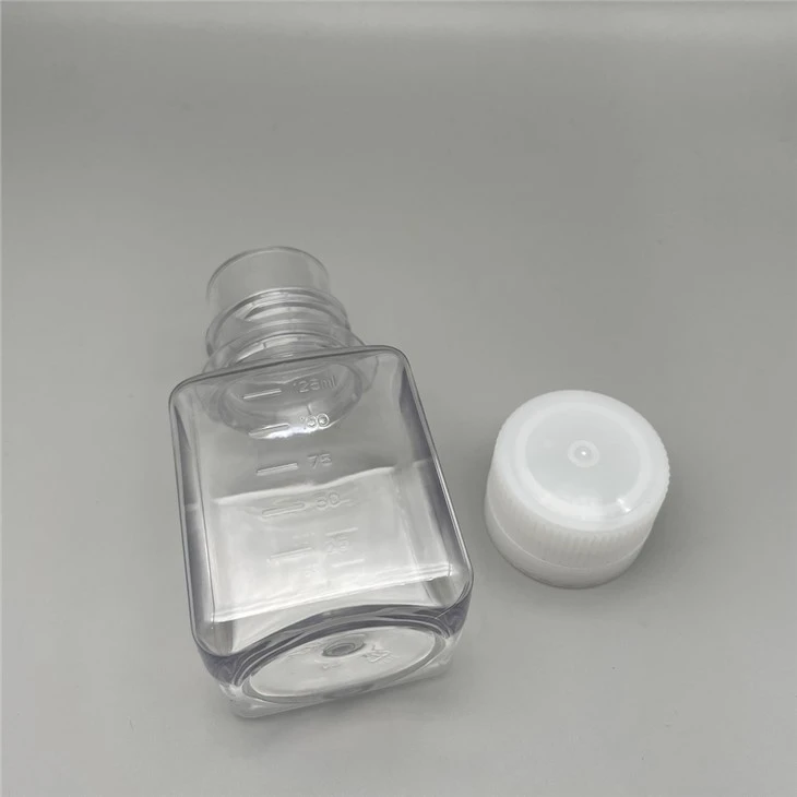 Botella de reactivo de suero sanguíneo PET transparente cuadrada